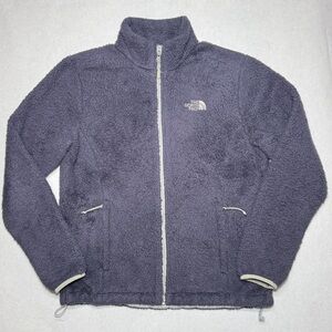 North Face Full Zip Teddy Bear Fleece Jacket Womens Large Purple Outdoors
